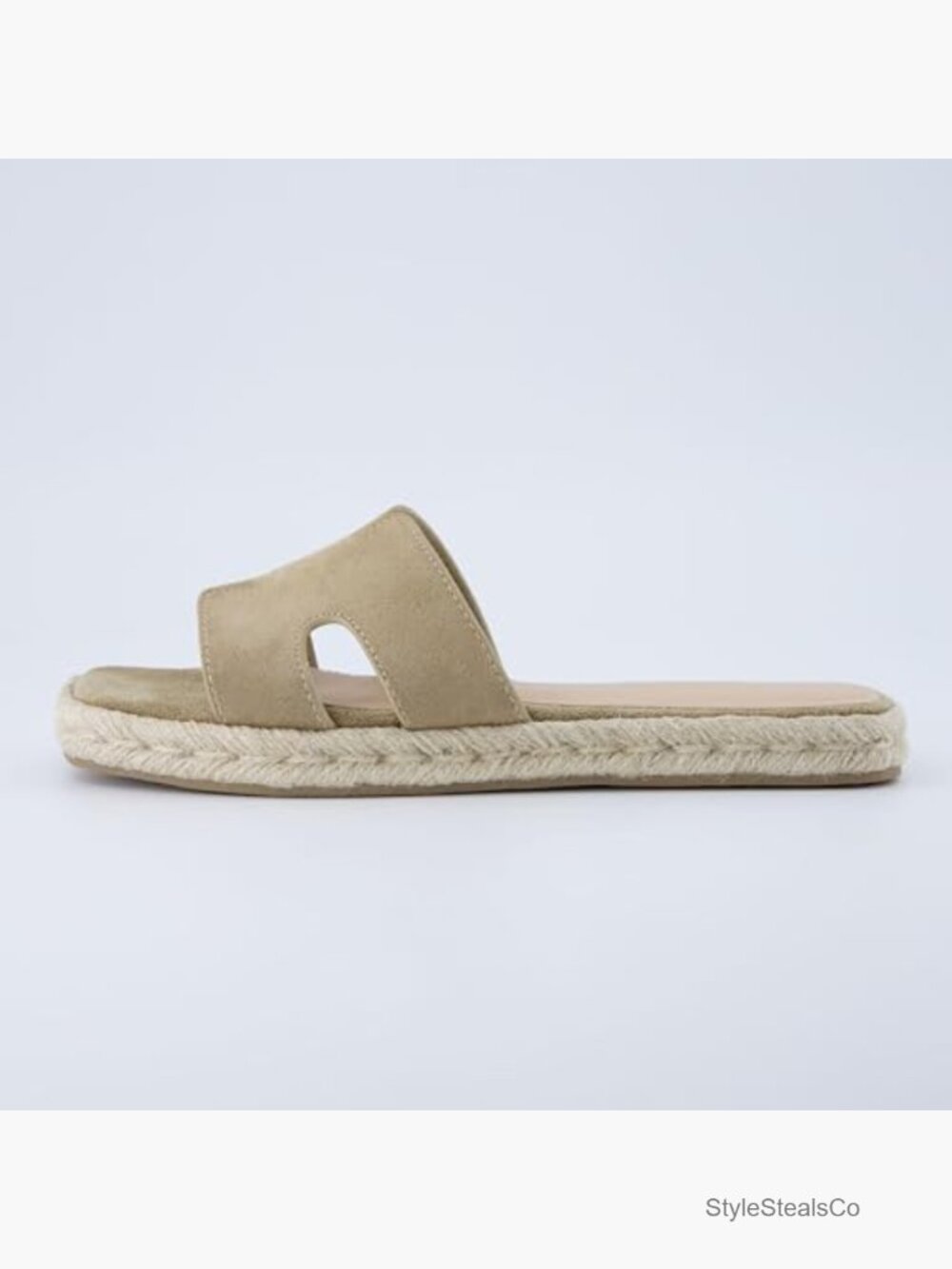 Suede Cutout Espadrille Slide Sandals with Cushioned Footbed - Picture 7 of 7